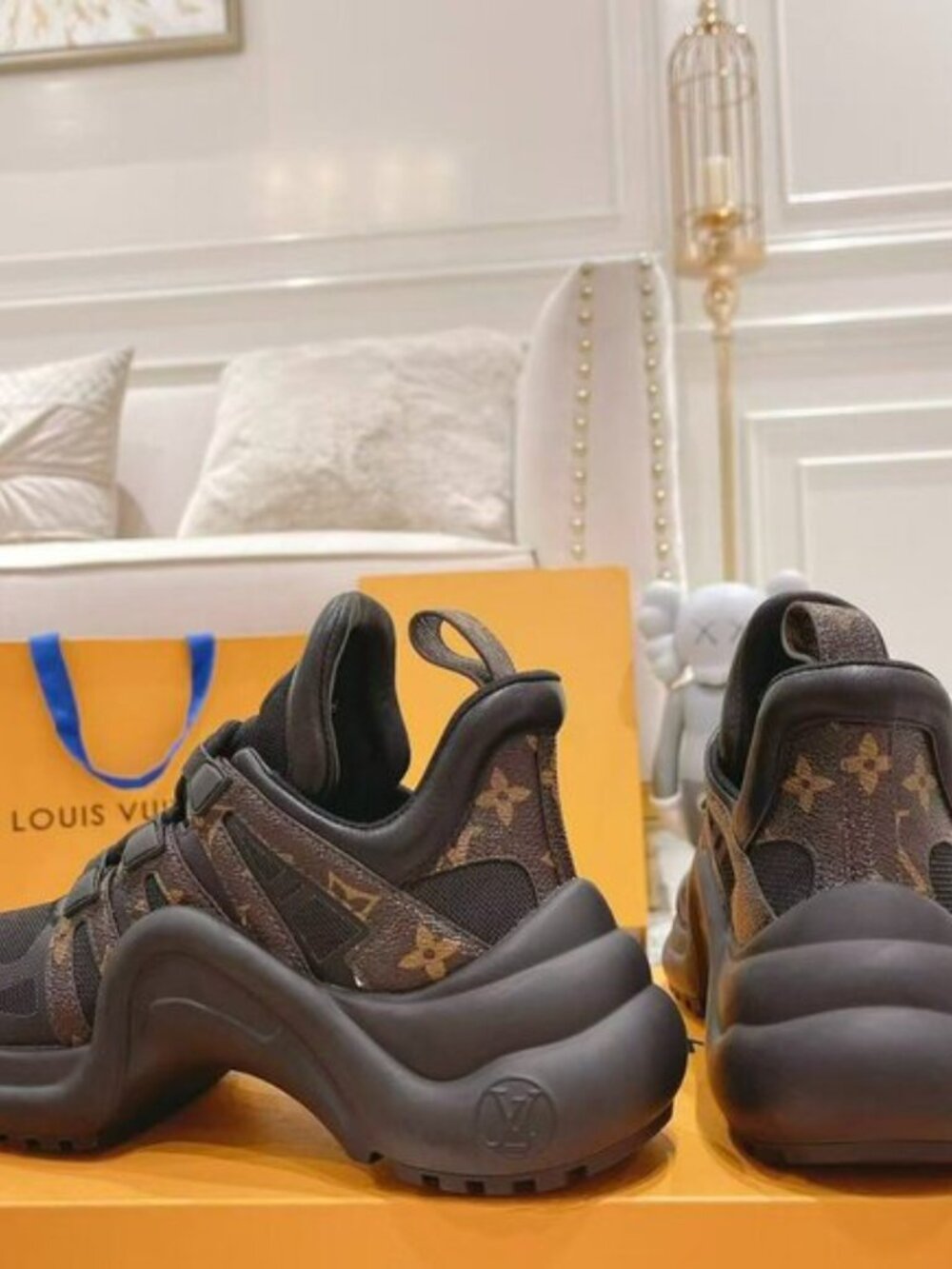 Louis Vuitton Monogram Black and Brown Sneakers - Picture 3 of 6